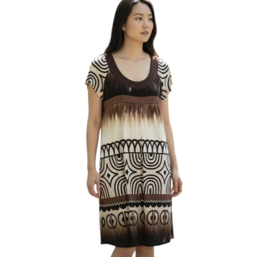 SCARLETT BROWN & CREAM DRESS SZ.6 EUC